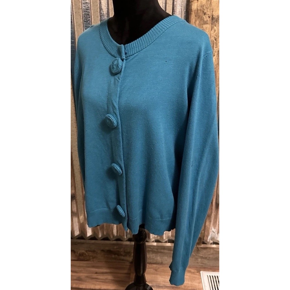 Through the Country Door Women's Blue 2XL Cardigan Sweater Career Office